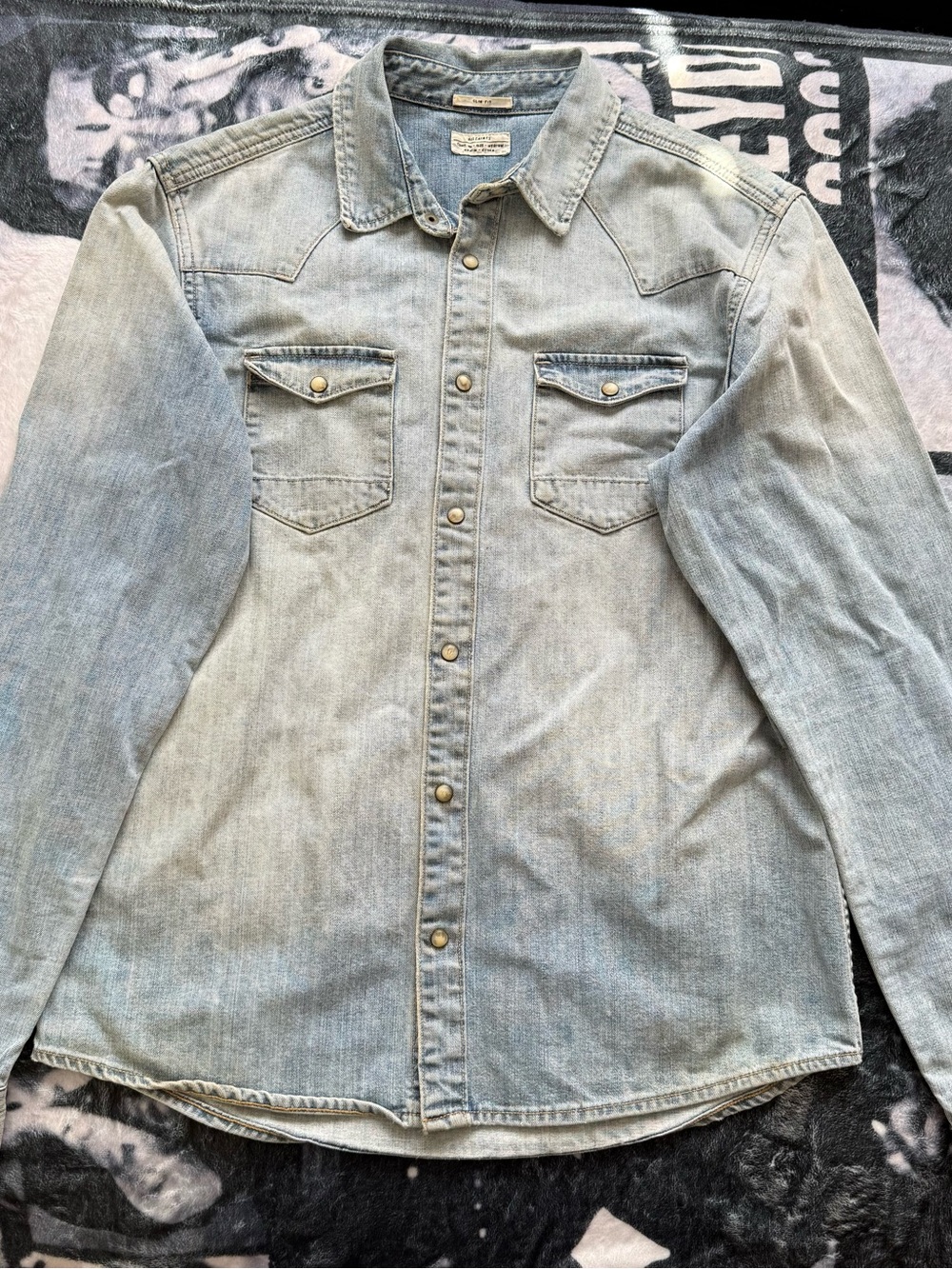 AllSaints Light Wash Denim Jean Jacket - Pale Blue